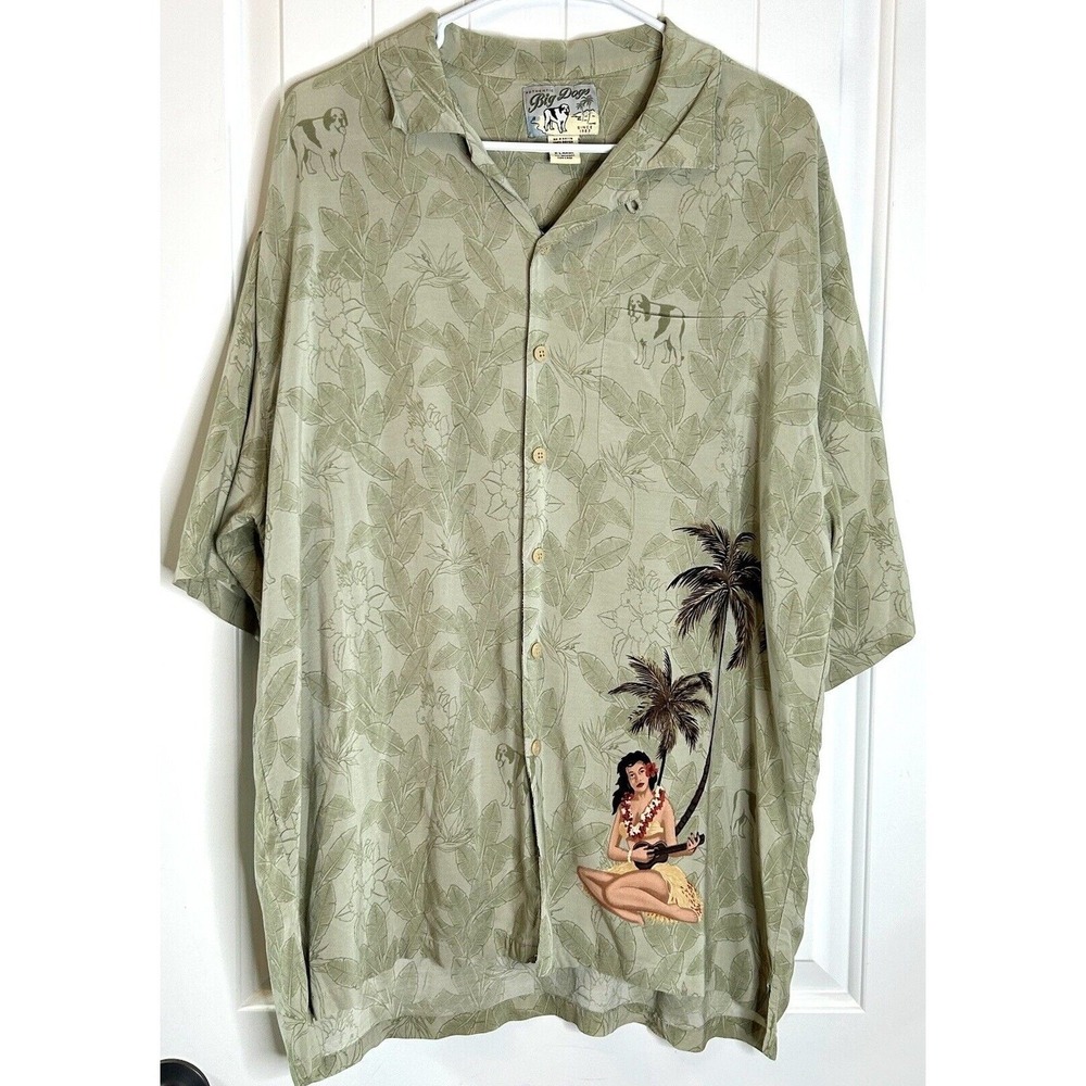 Big Dogs Hawaiian Camp "Welcome To Paradise"‎ Short Sleeve Button Shirt Sz XL